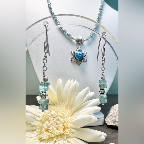 BLUE QUARTZ/MURANO GLASS NECKLACE SET - Picture 7 of 8